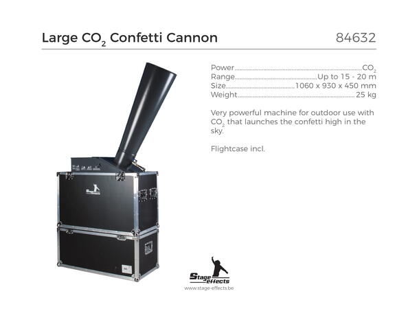 Large CO2 confetti cannon in flightcase Mål - 106x93x45cm - 25kg