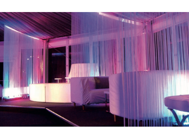 Lounge gardin i tekstil - Sort Mål h/b: 280x300cm