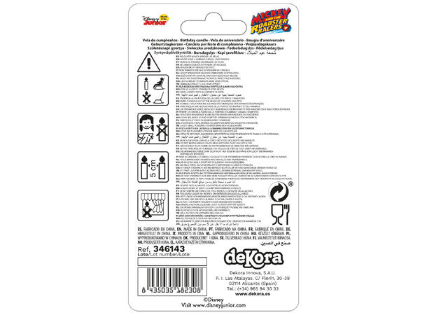 Mikke Mus 3D kakelys - Nummer 3 1 Kakelys på fot - 6,5cm 