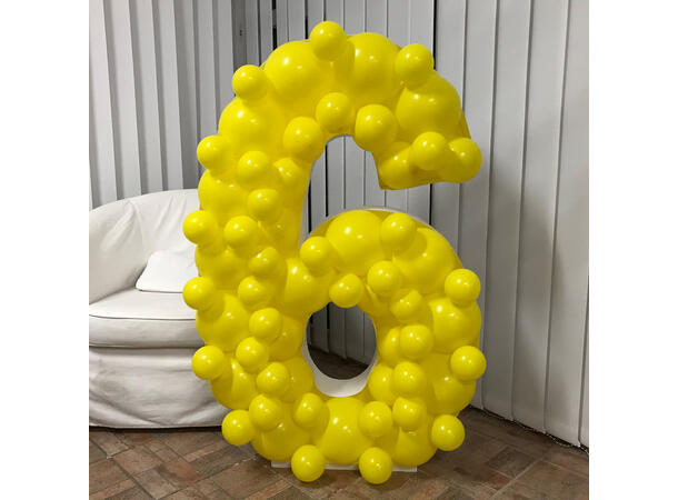 Mosaikkramme til ballonger - Tallet 6 1 Ramme i isopor/bølgepapp - 120cm høyde