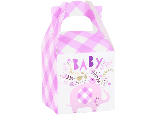 Pink Floral Elephant 8 Godteesker i papir