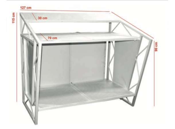 Sammenleggbart DJ-bord. Hvit Mål: 127x115x90cm 