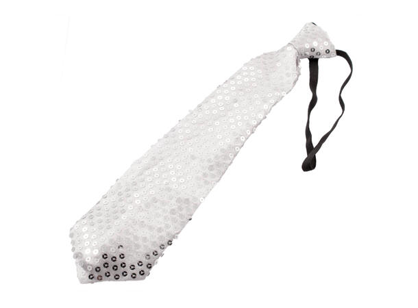 Slips m/LED-lys - Metallic Sølvpaljetter 1 stk