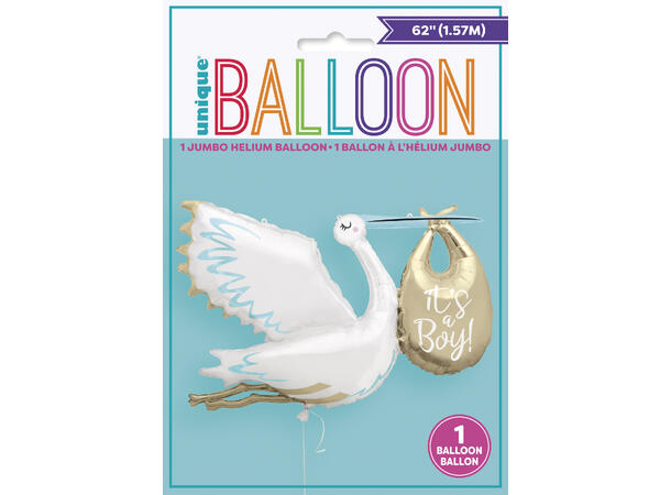 Stork It's a Boy 1 Folieballong med form - 157cm(62")