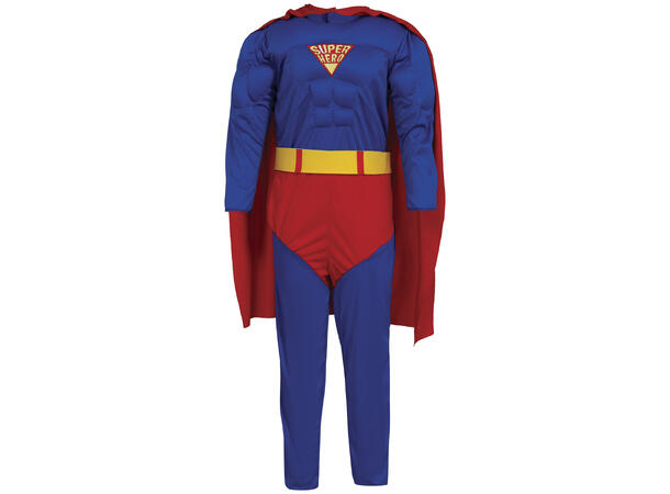 Superhelt - Blå m/Rød kappe og truse 1 Barnekostyme til gutt - Str 3-4år 