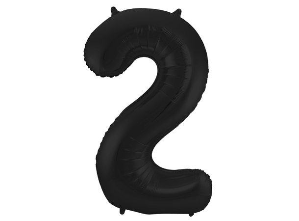 Tallballong - Matt Sort 2 1 Folieballong - 86cm (34")