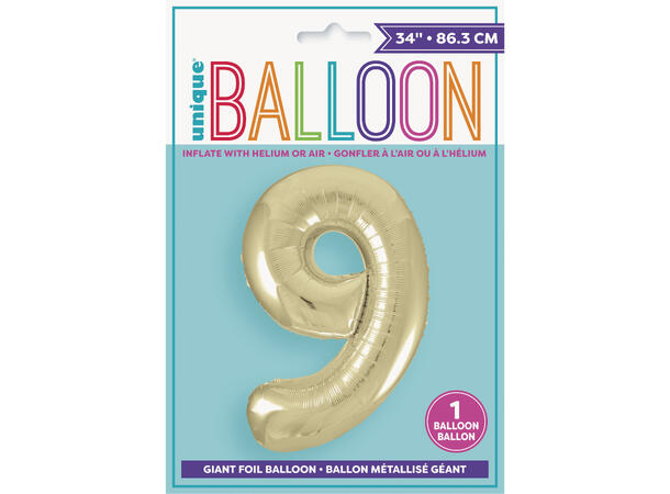 Tallballong - #9 - Hvitt gull 1 Folieballong - 86cm (34")