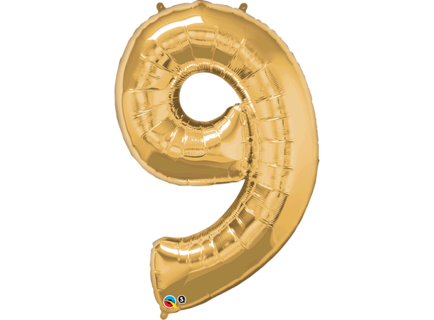 Tallballong 9 Gold 1 Folieballong - 86cm (34")