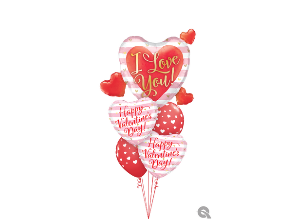 Valentine's Pink Stripes 1 Folieballong - 46cm (18") 