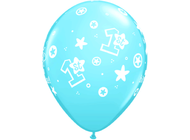 1st Birthday Circle Stars - Boy 25 gummiballonger - 28cm (11")