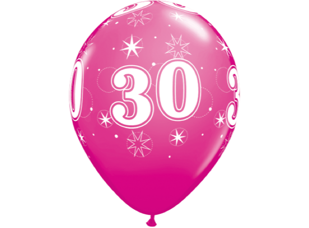 30 Sparkle-a-round - Mørk Rosa 25 gummiballonger - 28cm (11")