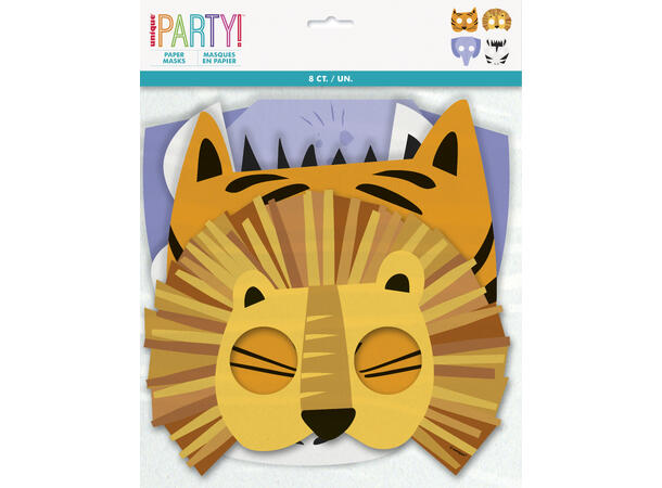 Animal Safari 8 Papirmasker til barn 
