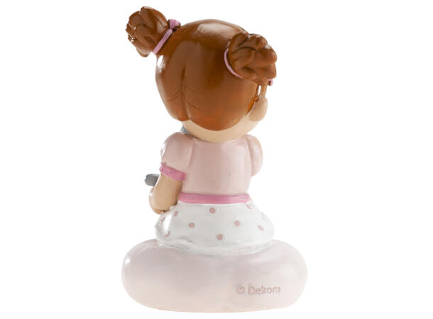 Barnedåp - Jentebaby med katt 1 Kakefigur i plast - 10cm 