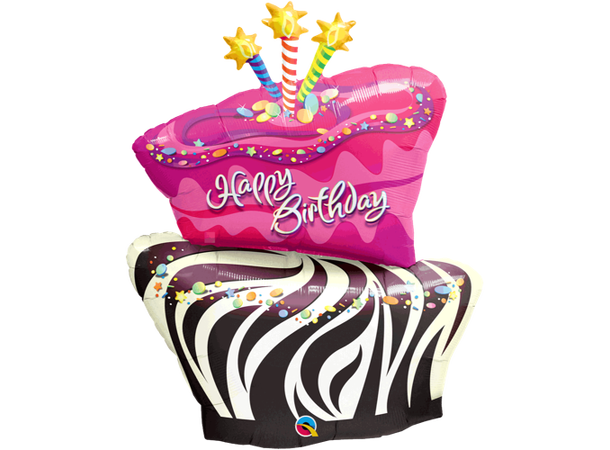 Birthday Funky Zebra Stripe Cake 1 Stor folieballong - 102cm