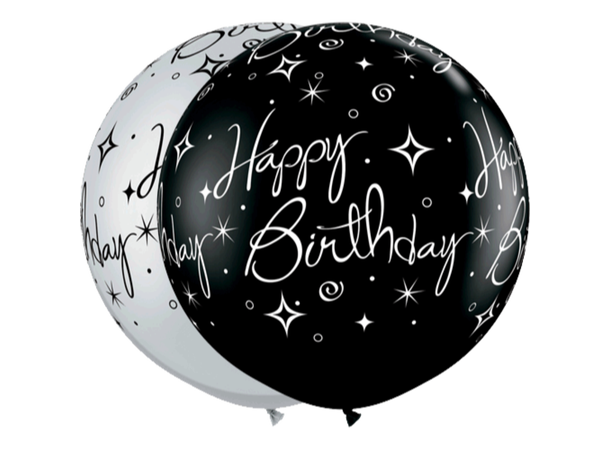 Birthday Sparkles & Swirls 2 gummiballonger - 76cm (30")