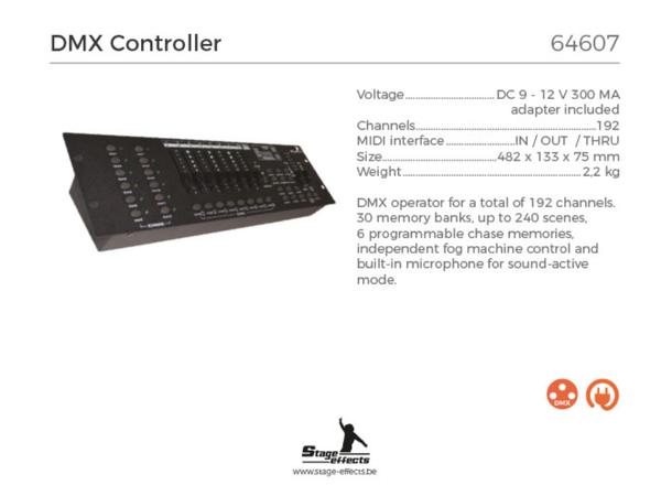 DMX controller Mål: 48,2x13,3x7,5cm - 2,2kg