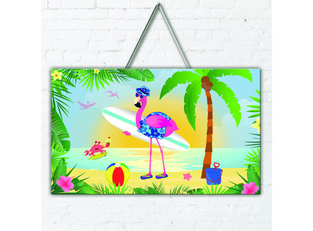 Flamingo 1 3D Dørdekorasjon/skilt - 47x27cm