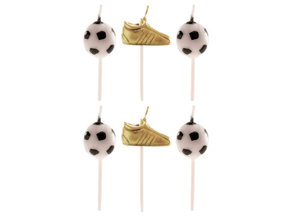 Fotball og fotballsko - kakelys 6 kakelys på pinne