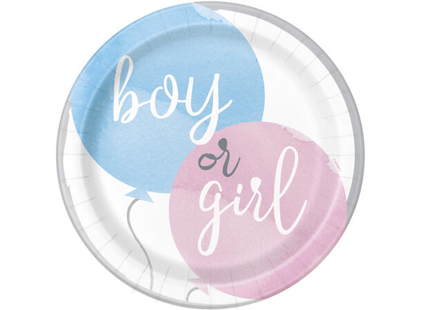 Gender Reveal Party 8 Plastfrie tallerkener i papp - 23cm
