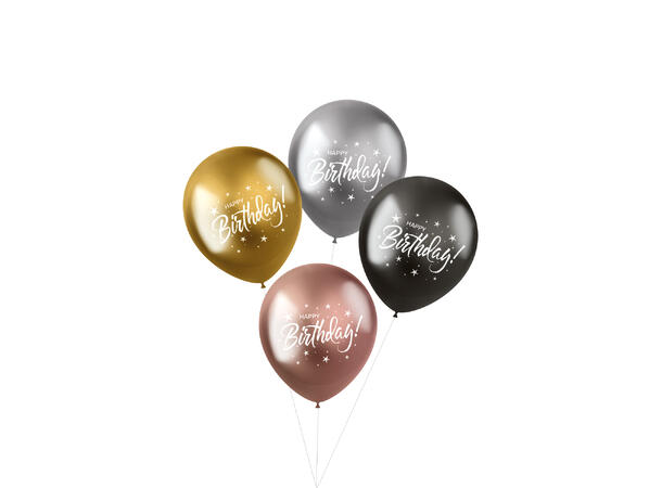 Happy Birthday - Electrum 4 Gummiballonger - 33cm (13")