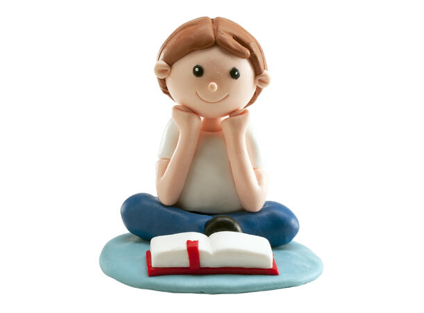 Konfirmasjon - Animert stil - gutt m/bok 1 Kakefigur i plast - 8cm