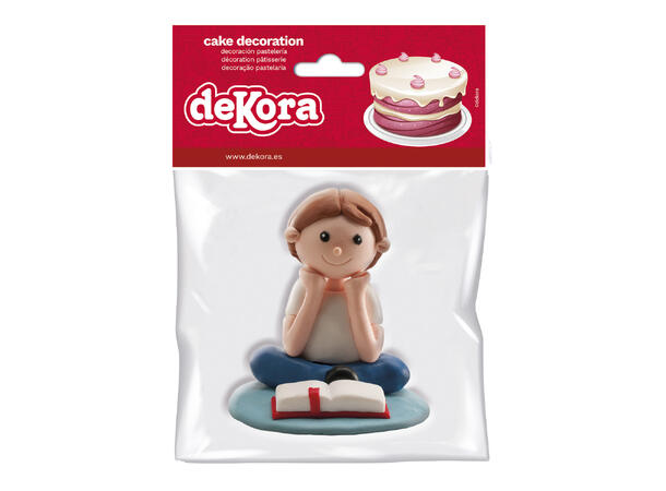 Konfirmasjon - Animert stil - gutt m/bok 1 Kakefigur i plast - 8cm