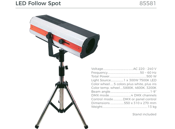 LED lyskaster med stativ Mål: 55x31x27cm - 13kg - 500W