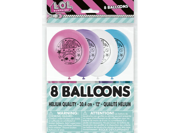 LOL Surprise - assortert 8 Gummiballonger - 30cm (12")