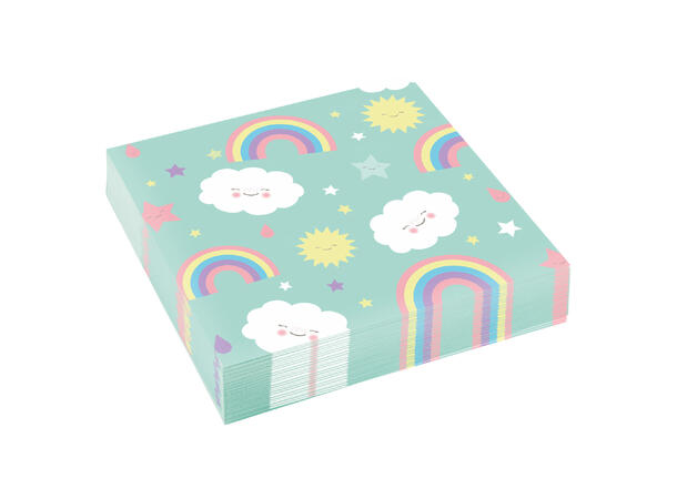 Rainbow & Cloud 20 Lunsjservietter - 33x33cm