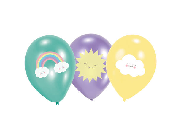 Rainbow & Cloud 6 Gummiballonger - 28cm (11")