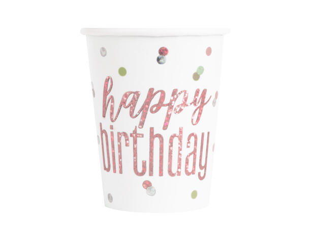 Rosegull Glitz Prism - "Happy Birthday" 8 Kopper i papp - 2,5dl