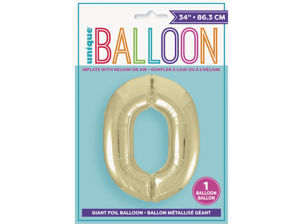 Tallballong - #0 - Hvitt gull 1 Folieballong - 86cm (34")
