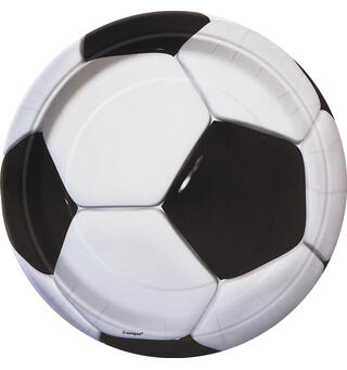 3D Fotball - Plastfri 8 Runde tallerkener i papp - 23cm