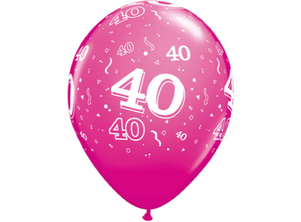 40-a-round - Assorterte farger 6 gummiballonger - 28cm (11")