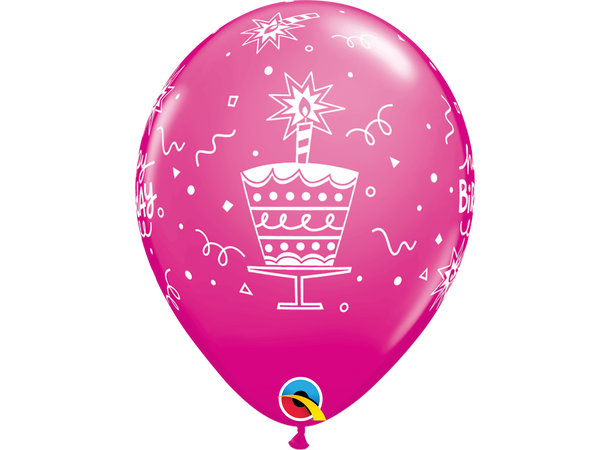Birthday Cake & Candle 25 gummiballonger - 28cm (11") 