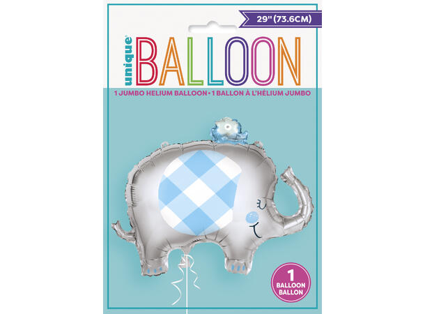 Blue Floral Elephant 1 Folieballong med form  - 74cm(29")