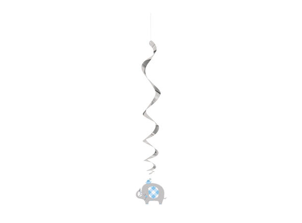 Blue Floral Elephant 3 Hengedekorasjoner virvel - 66cm