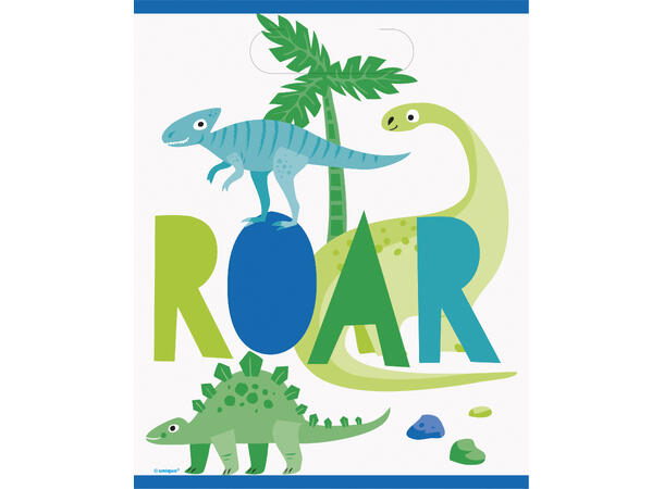 Blue & Green Dinosaur 8 Godteposer i plast - 22x18cm