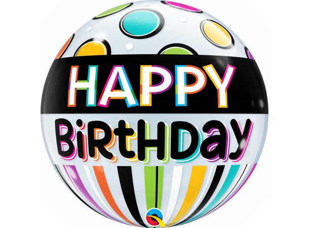 Brithday Black Band & Dots 1 Bubbleballong - 56cm (22")