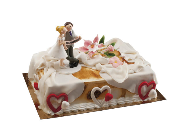 Brudepar - Animert stil - "Just married" 1 Kakefigur i plast - 14cm