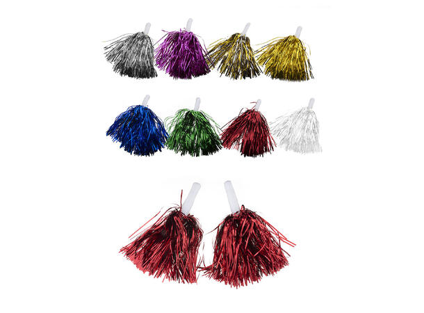 Cheerleader Poms - Metallisk, Ass. 2 Dusker i Folie