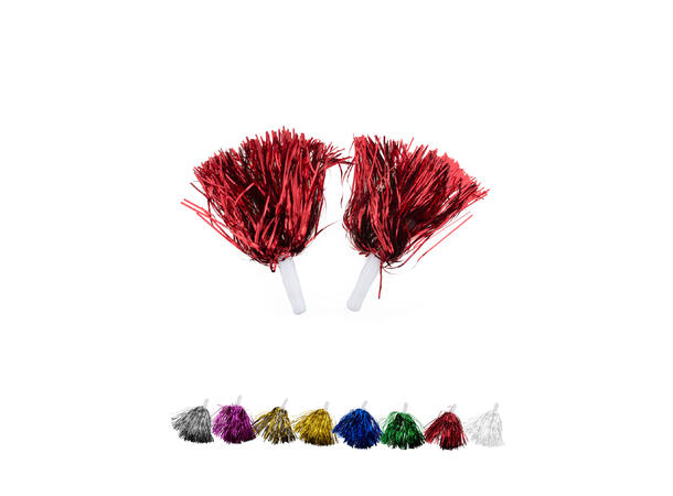 Cheerleader Poms - Metallisk, Ass. 2 Dusker i Folie