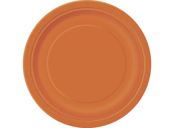 Ensfarget Oransje - PLastfri 8 Runde tallerkener i papp - 18cm