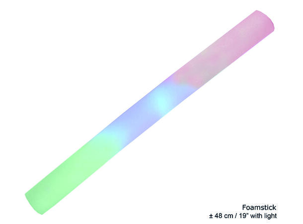 Foam stick med LED-lys - Multicolor 1 Foam Stick - 48cm - Inkl batteri
