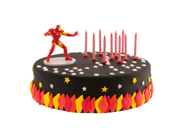 Iron Man - Kakedekorasjon og kakelys 1 PVC Figur og 6 kakelys