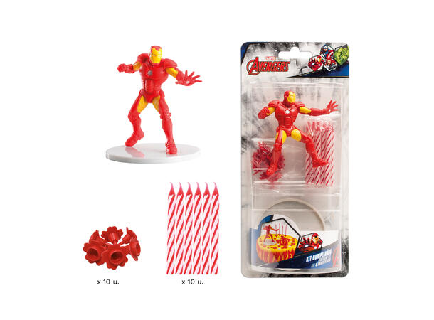 Iron Man - Kakedekorasjon og kakelys 1 PVC Figur og 6 kakelys