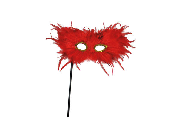 Karnevalmaske - Pels og Fjær - Rød 1 Maske