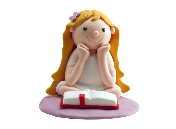Konfirmasjon - Animert stil -jente m/bok 1 Kakefigur i plast - 8cm
