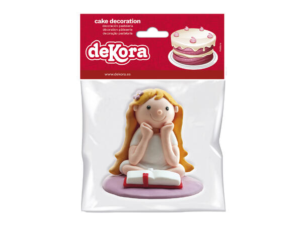 Konfirmasjon - Animert stil -jente m/bok 1 Kakefigur i plast - 8cm