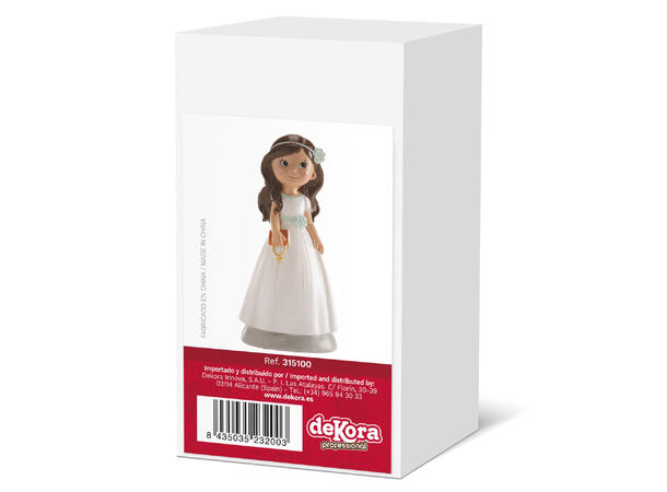 Konfirmasjon - Jente med lang kjole 1 Kakefigur i plast - 13cm 